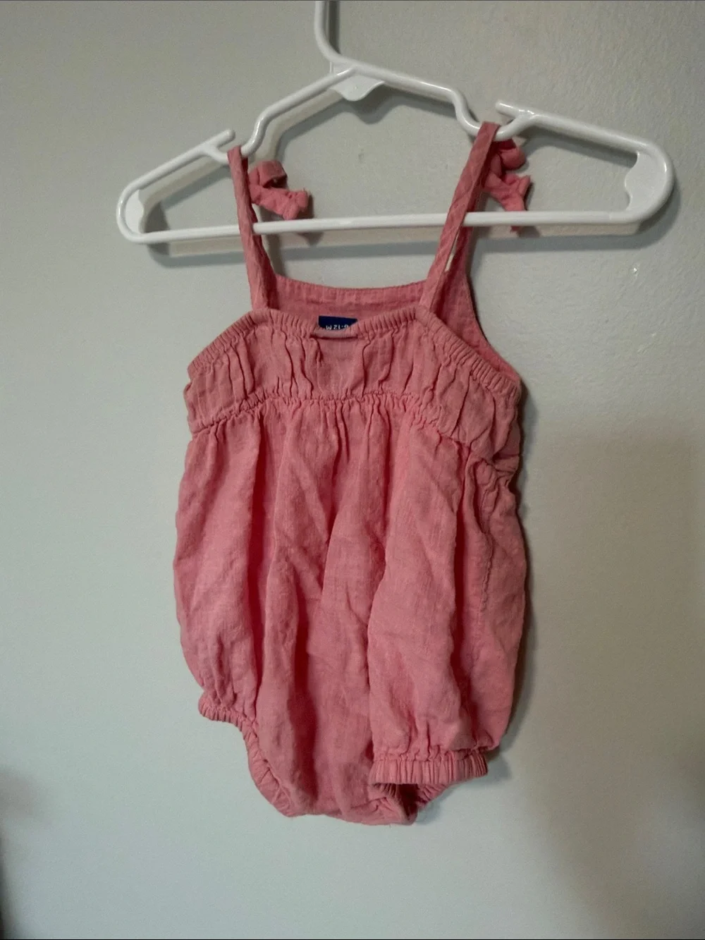 Old Navy Pink Tie-Shoulder Baby Romper